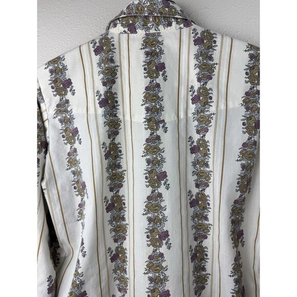Ely Cattleman Medium Flowers Floral Western Long Sleeve Pearl Snap Shirt - Picture 4 of 8